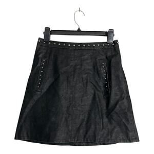 Black A-Line Mini Skirt Studded Faux Leather Nordstrom Small 26" Waist Rock